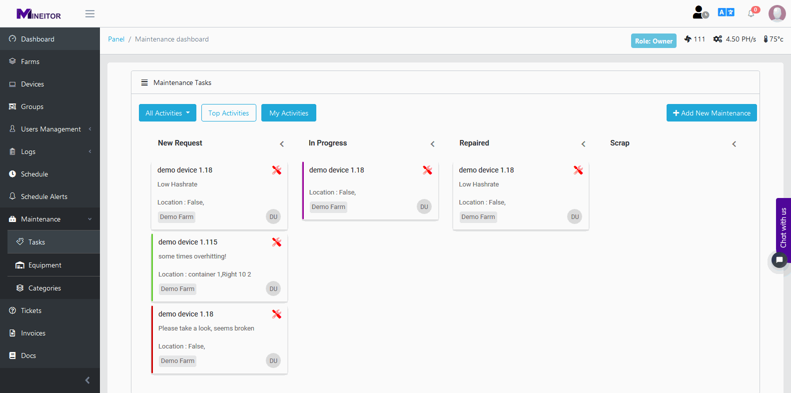 Manage your workflow and Maintenance